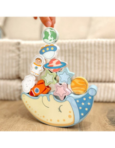 TOOKY TOY Śpiący Księżyc Balansująca Układanka Drewniana Nawlekanka Montessori 2