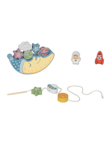 TOOKY TOY Śpiący Księżyc Balansująca Układanka Drewniana Nawlekanka Montessori