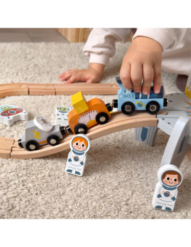 TOOKY TOY Drewniana Kosmiczna Kolejka Tor