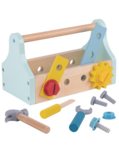 TOOKY TOY Drewniana Skrzynka z Narzędziami Zestaw 18 el.