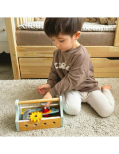 TOOKY TOY Drewniana Skrzynka z Narzędziami Zestaw 18 el. 2