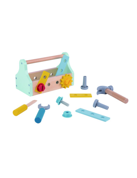 TOOKY TOY Drewniana Skrzynka z Narzędziami Zestaw 18 el.