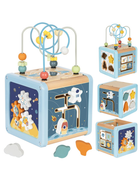 TOOKY TOY Drewniana Kostka Aktywności Kosmos Sorter Labirynt