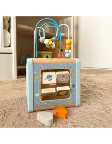TOOKY TOY Drewniana Kostka Aktywności Kosmos Sorter Labirynt