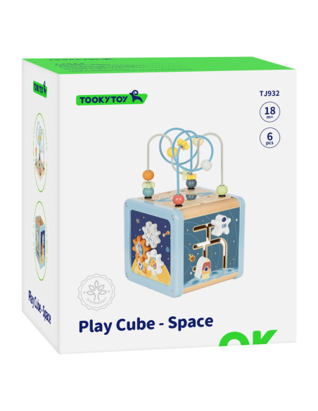TOOKY TOY Drewniana Kostka Aktywności Kosmos Sorter Labirynt
