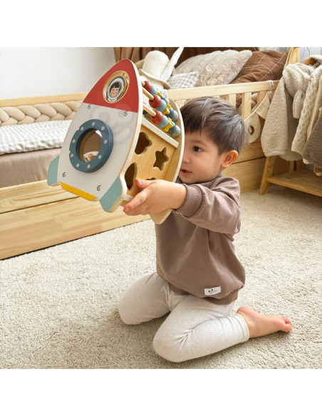 TOOKY TOY Kosmiczna Rakieta Aktywności Sorter Labirynt Drewniany