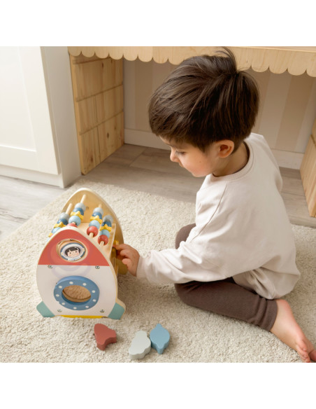 TOOKY TOY Kosmiczna Rakieta Aktywności Sorter Labirynt Drewniany