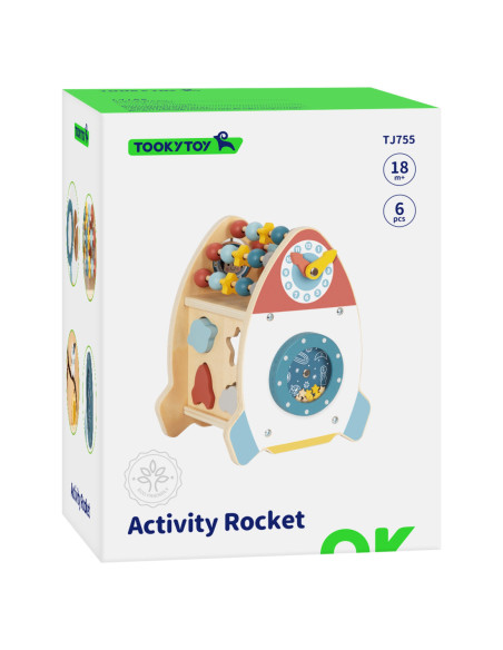 TOOKY TOY Kosmiczna Rakieta Aktywności Sorter Labirynt Drewniany
