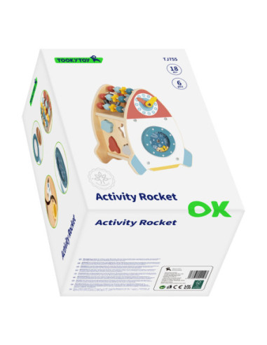TOOKY TOY Kosmiczna Rakieta Aktywności Sorter Labirynt Drewniany