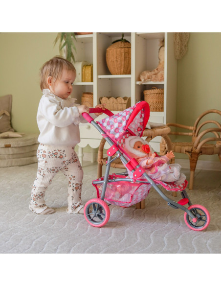 WOOPIE Trójkołowa Spacerówka Wózek dla Lalek Serce Róż