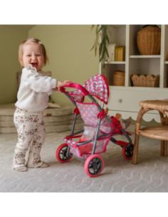 WOOPIE Trójkołowa Spacerówka Wózek dla Lalek Serce Róż 2