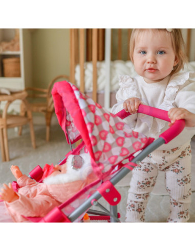 WOOPIE Trójkołowa Spacerówka Wózek dla Lalek Serce Róż