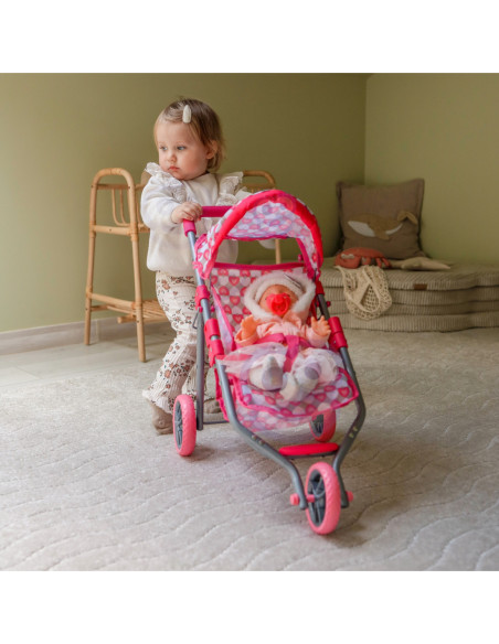 WOOPIE Trójkołowa Spacerówka Wózek dla Lalek Serce Róż