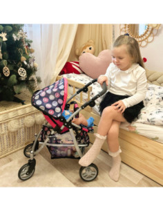 Lėlių vežimėlis WOOPIE ROYAL su reguliuojama sėdyne, 4 ratai 2