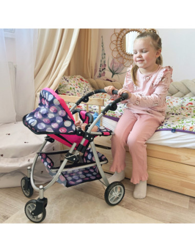 WOOPIE Wózek dla Lalek Regulowane Siedzisko  4 Koła