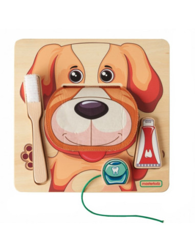 MASTERKIDZ Nauka Zdrowej Higieny Jamy Ustnej Pieska - Tablica Ścienna Edukacyjna Montessori