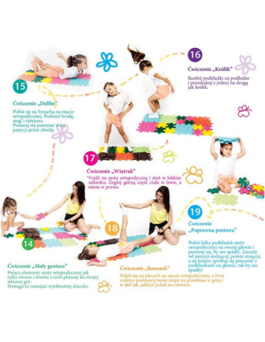 WOOPIE Mata Sensoryczna Ortopedyczna Puzzle 6 elementy