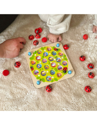 WOOPIE GREEN Memory Drewniana Gra pamięciowa Edukacyjna Układanka Biedronka