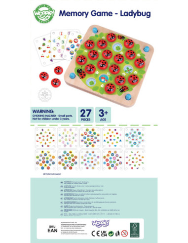 WOOPIE GREEN Memory Drewniana Gra pamięciowa Edukacyjna Układanka Biedronka