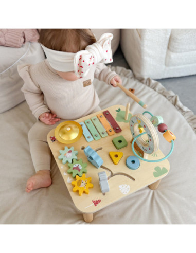 WOOPIE GREEN Drewniany Stolik Edukacyjny Muzyczny Labirynt Sensoryczny 5W1