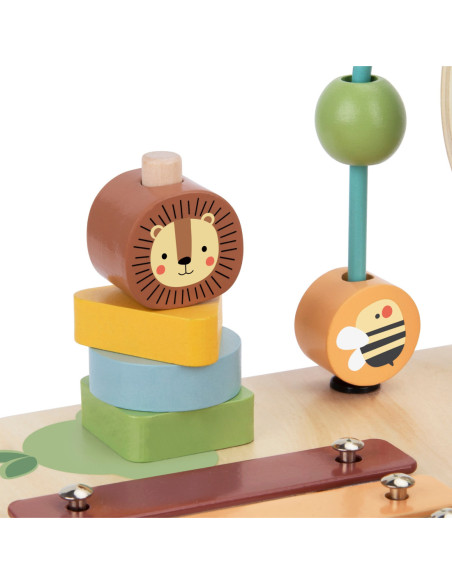 WOOPIE GREEN Drewniany Stolik Edukacyjny Muzyczny Labirynt Sensoryczny 5W1