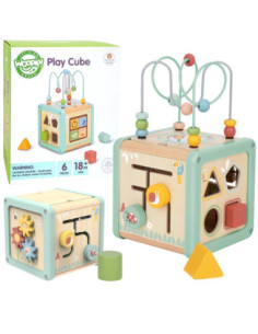 WOOPIE GREEN Drewniana Kostka Aktywności Multifunkcyjna Edukacyjna Sorter