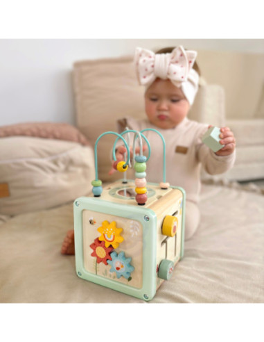 WOOPIE GREEN Drewniana Kostka Aktywności Multifunkcyjna Edukacyjna Sorter