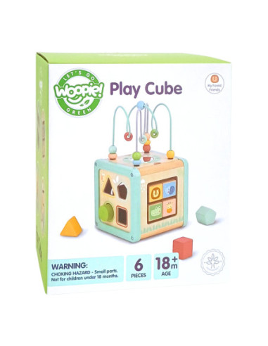 WOOPIE GREEN Drewniana Kostka Aktywności Multifunkcyjna Edukacyjna Sorter