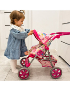 WOOPIE ROYAL Kinderwagen für Puppen – bunte Herzen – Wagen 2