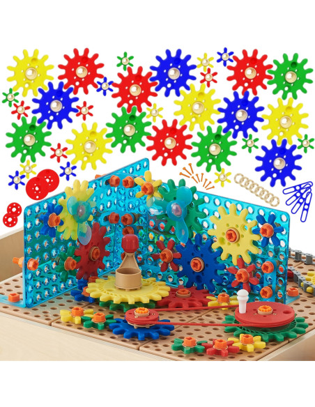 Masterkidz Zestaw kolorowych trybików i kół zębatych 198 elemenów