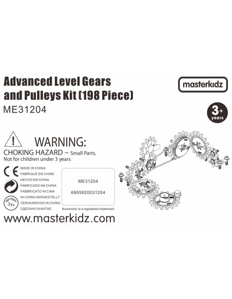 Masterkidz Zestaw kolorowych trybików i kół zębatych 198 elemenów