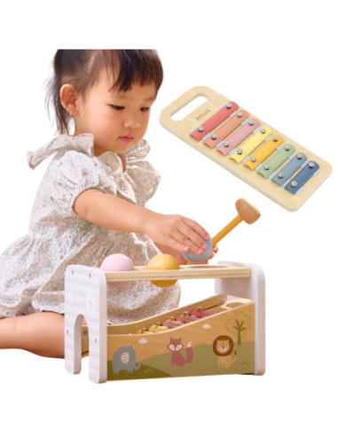 VIGA Drewniany Zestaw Wybijanka + Cymbałki 2w1