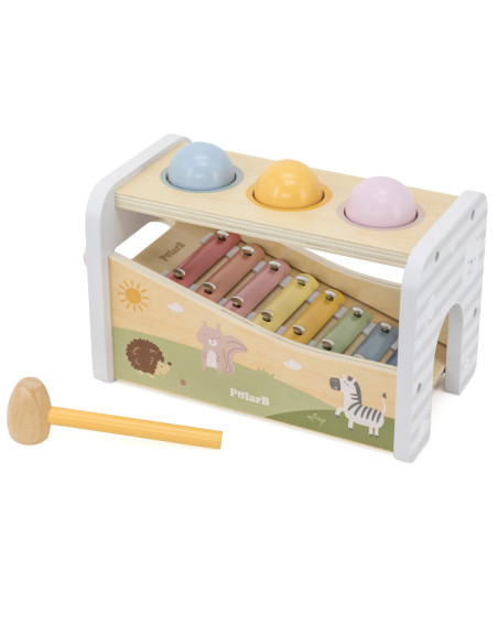 VIGA Drewniany Zestaw Wybijanka + Cymbałki 2w1