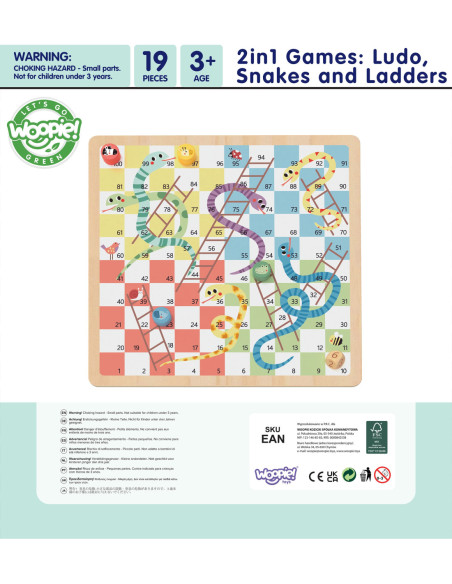 WOOPIE GREEN Gry Planszowe  Logiczne 2w1 Ludo Chińczyk + Uwolnij Zwierzątka