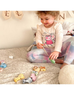 WOOPIE GREEN Drewniana Nawlekanka Klocki Przeplatanka ZOO Montessori13 EL 2