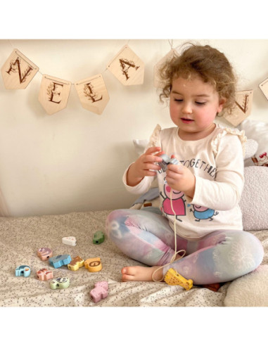 WOOPIE GREEN Drewniana Nawlekanka Klocki Przeplatanka ZOO Montessori13 EL