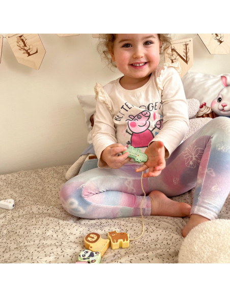 WOOPIE GREEN Drewniana Nawlekanka Klocki Przeplatanka ZOO Montessori13 EL