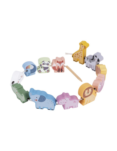 WOOPIE GREEN Drewniana Nawlekanka Klocki Przeplatanka ZOO Montessori13 EL