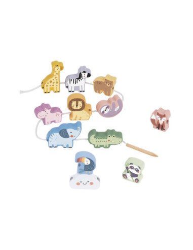 WOOPIE GREEN Drewniana Nawlekanka Klocki Przeplatanka ZOO Montessori13 EL