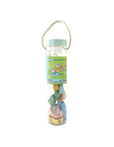 WOOPIE GREEN Drewniana Nawlekanka Klocki Przeplatanka ZOO Montessori13 EL
