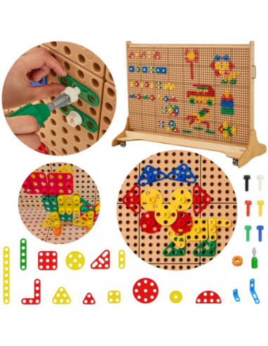 MASTERKIDZ Zestaw Geometrycznych Kształtów Klocków do Paneli Ściennych STEM 260 el.