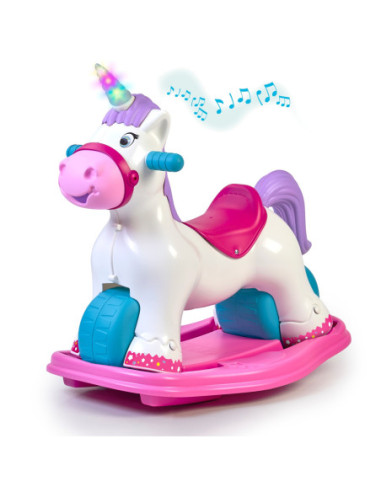 FEBER Interaktywny Bujany Jednorożec 2w1 – Jeździk Biegowy