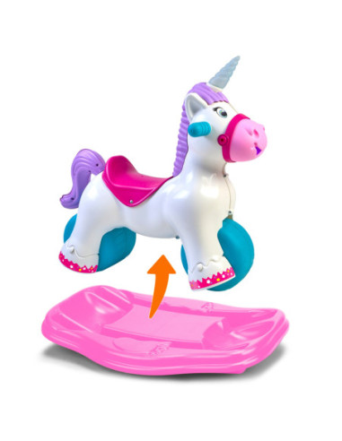 FEBER Interaktywny Bujany Jednorożec 2w1 – Jeździk Biegowy