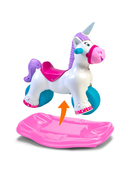 FEBER Interaktywny Bujany Jednorożec 2w1 – Jeździk Biegowy