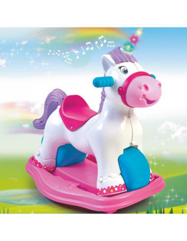 FEBER Interaktywny Bujany Jednorożec 2w1 – Jeździk Biegowy