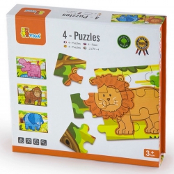 Wooden Puzzle Safari Animals Viga Toys Jigsaw Puzzle 4 Pictures