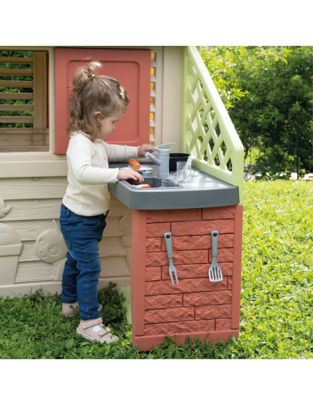 Smoby Domek Nature z kuchnią + 17 akcesoriów