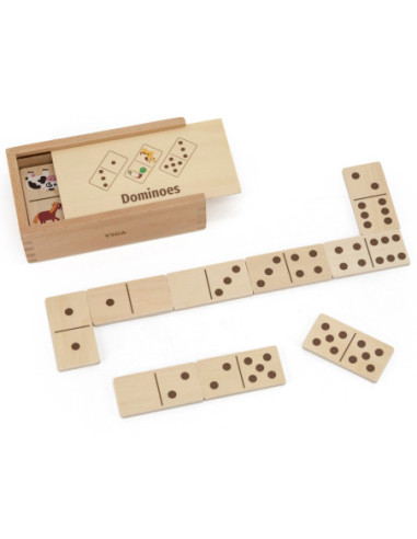VIGA Drewniane Domino 2w1 Zwierzęta i Liczby
