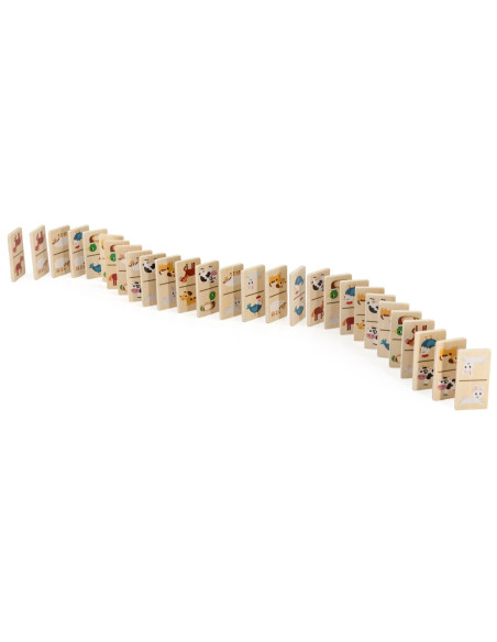 VIGA Drewniane Domino 2w1 Zwierzęta i Liczby