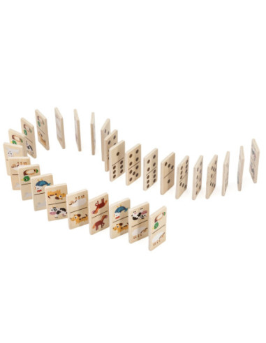 VIGA Drewniane Domino 2w1 Zwierzęta i Liczby